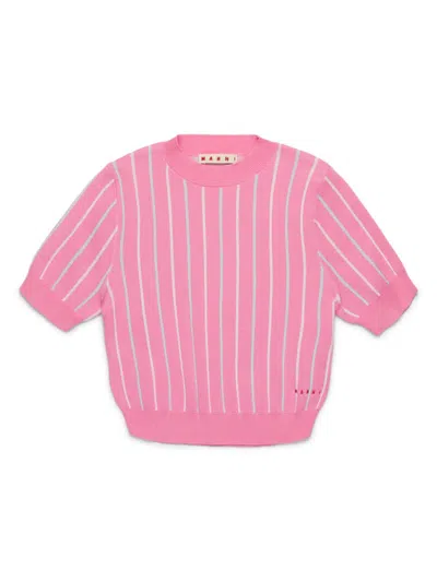 Marni Kids' Striped Knit Top In Pink