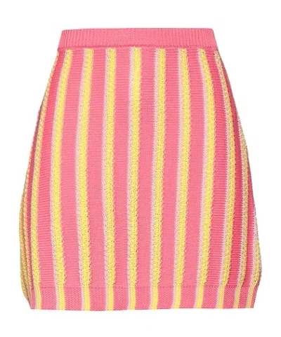 Marni Striped Knit Umbrella Skirt In Pink
