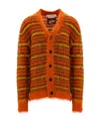 Marni Striped Mohair-blend Cardigan In Brown