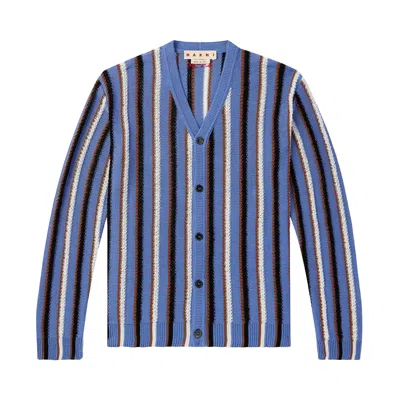 Pre-owned Marni Striped Knitted Cardigan 'opal' | Blue | Men's Size 54