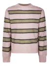Marni Striped Knitted Sweater With Contrasting Patterns In Gray