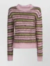 Marni Striped Knitwear With Long Sleeves And Ribbed Cuffs In Pink