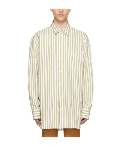 Marni Striped Lapel Shirt In White