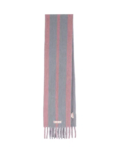 MARNI STRIPED LOGO SCARF
