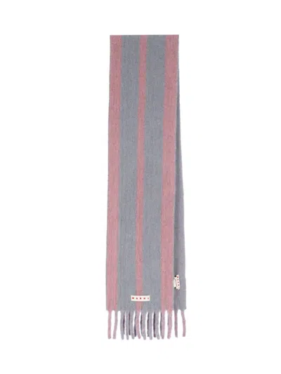 MARNI MARNI STRIPED LOGO SCARF – PINK