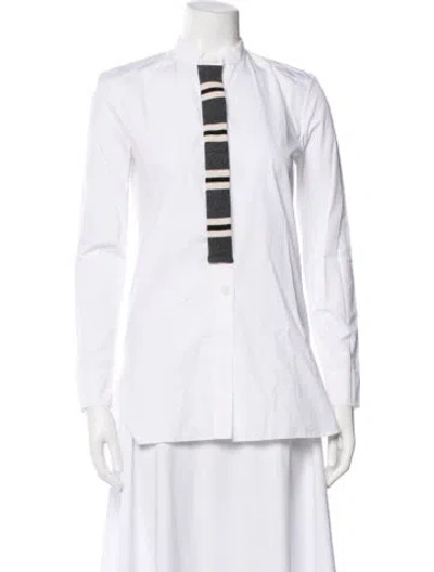 Pre-owned Marni Striped Long Sleeve Button-up Top In White