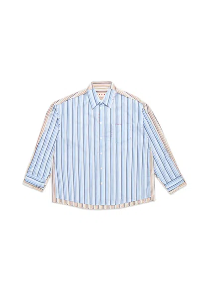 Marni Striped Long Sleeve Double Shirt Blue