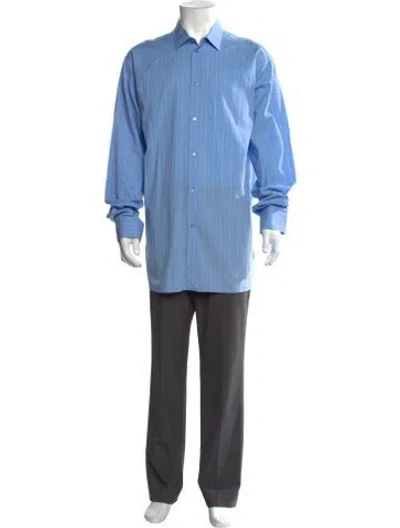 Pre-owned Marni Striped Long Sleeve Dress Shirt In Blue