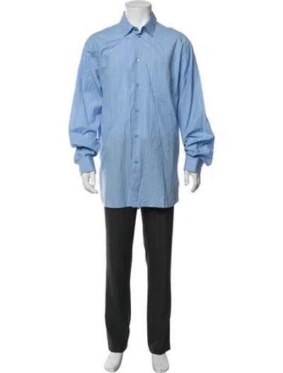 Pre-owned Marni Striped Long Sleeve Dress Shirt In Blue