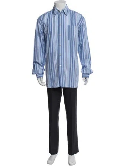 Pre-owned Marni Striped Long Sleeve Dress Shirt In Blue