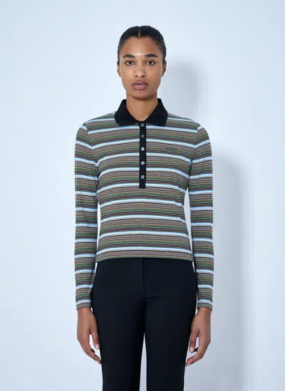 Marni Striped Long Sleeve Polo Shirt In Blue