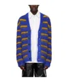 Marni Blue Iconic Stripes Cardigan In Blue