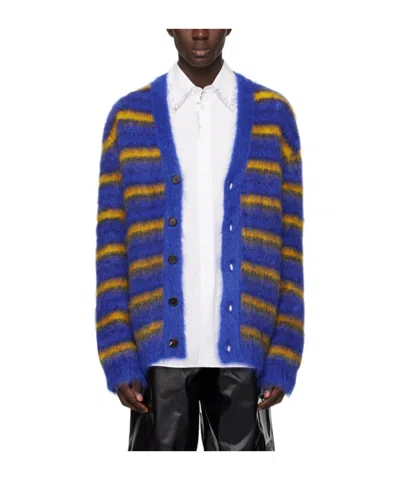 Marni Blue Iconic Stripes Cardigan In Royal Rgb56