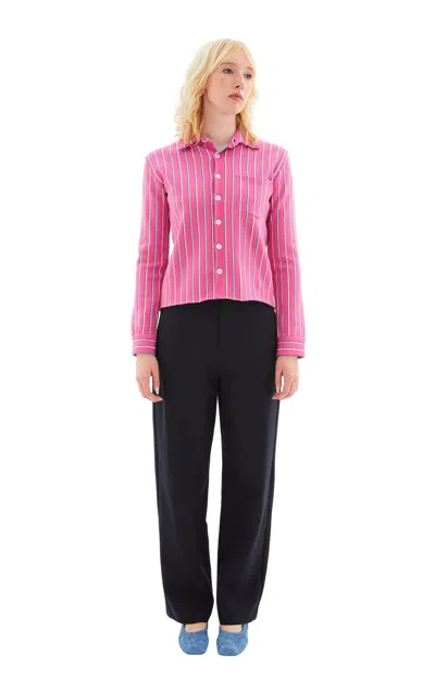 Marni Striped Knitted Shirt In Jqc13 Pink/white/blue