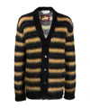Marni Striped Mohair-blend Cardigan In Black