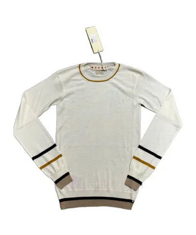 Marni Striped Long-sleeved Sweater In White