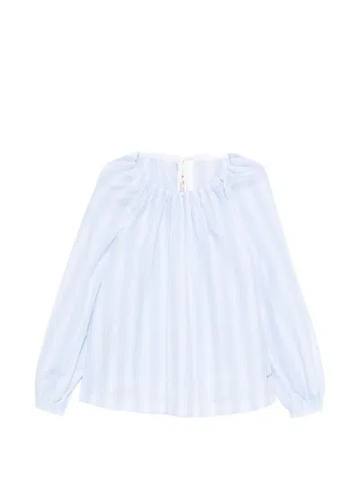 Marni Striped Long-sleeved Top In Blue