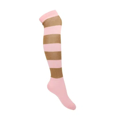 Marni Striped Metallic Thread Socks In Pink