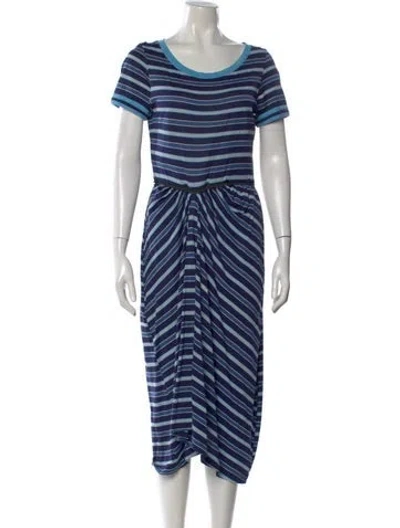 Pre-owned Marni Striped Midi Length Dress In Blue