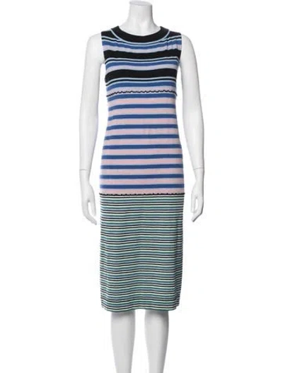 Pre-owned Marni Striped Midi Length Dress In Blue