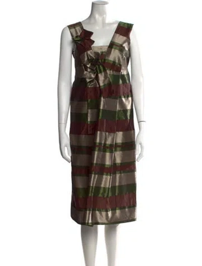 Pre-owned Marni Striped Midi Length Dress In Gray