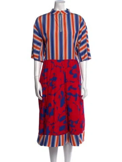 Pre-owned Marni Striped Midi Length Dress In Multi