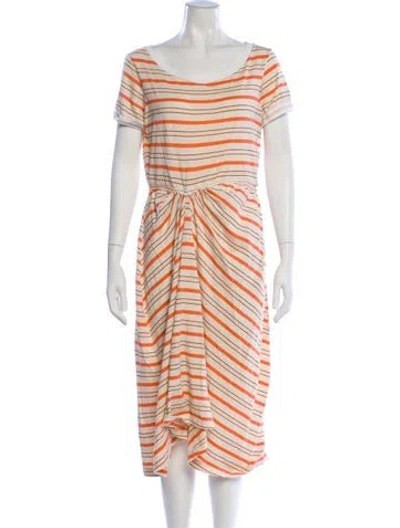 Pre-owned Marni Striped Midi Length Dress In Neutral