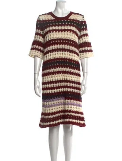 Pre-owned Marni Striped Midi Length Dress In Red