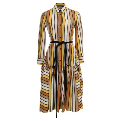 Marni Striped Midi Shirt Dress In Multicolor Cotton