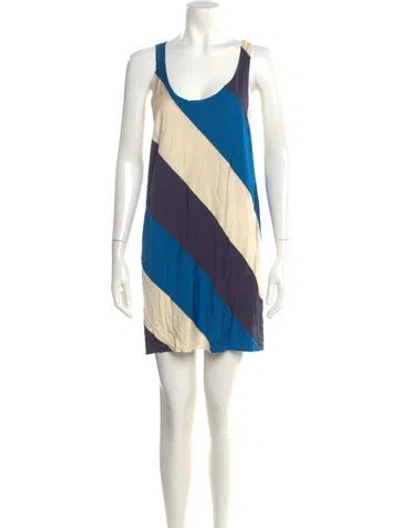 Pre-owned Marni Striped Mini Dress In Blue