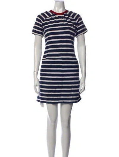 Pre-owned Marni Striped Mini Dress In Blue/white