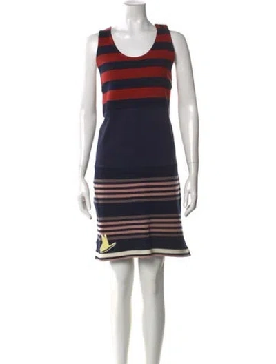 Pre-owned Marni Striped Mini Dress In Red