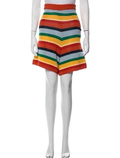 Pre-owned Marni Striped Mini Shorts W/ Tags In Orange