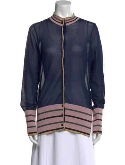 Pre-owned Marni Striped Mock Neck Sweater In Blue