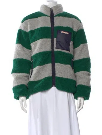 Pre-owned Marni Striped Mock Neck Sweater In Green