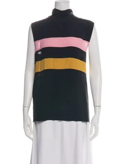 Pre-owned Marni Striped Mock Neck Top In Green