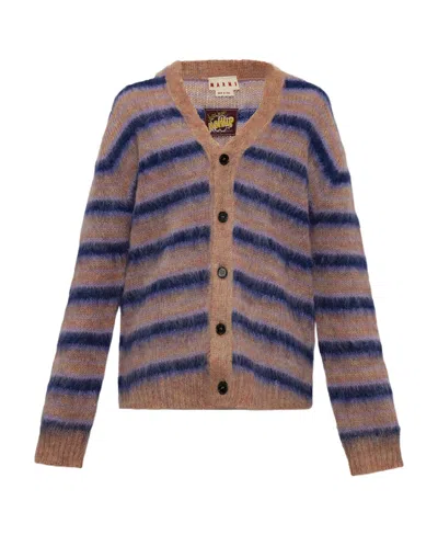 MARNI MARNI V-NECK STRIPED CARDIGAN