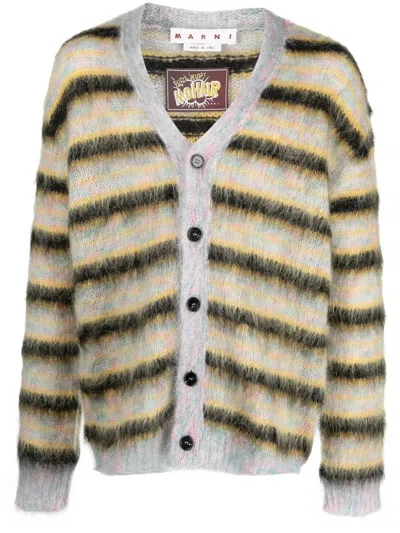 Marni Striped Mohair-blend Cardigan In Multicolour