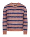Marni Striped Mohair Blend Sweater In Pink