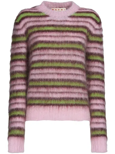 MARNI STRIPED MOHAIR-BLEND JUMPER