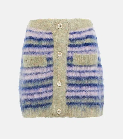 MARNI STRIPED MOHAIR-BLEND MINISKIRT
