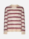Marni Striped Mohair Blend Knit Sweater In Tan