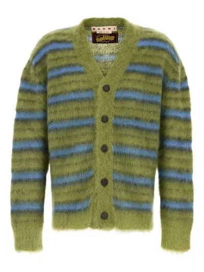MARNI STRIPED MOHAIR CARDIGAN