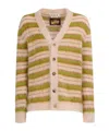 Marni Brushed Cardigan In Striped Mohair In Lightcamel