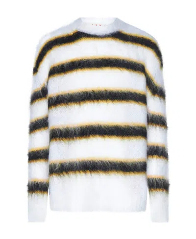 Marni Striped Mohair Jumper In White