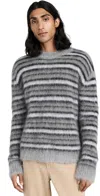 Marni Gray Fuzzy Wuzzy Striped Sweater In Antique Silver
