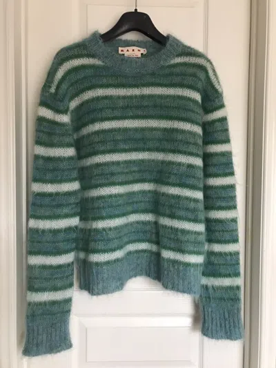 Pre-owned Marni Striped Mohair Sweater In Turqouise