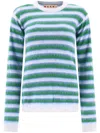Marni Striped Crewneck Pullover In Blue