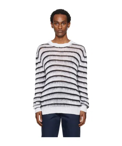 Marni White Stripe Sweater In Rgw01 Lily White