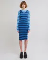 Marni Striped Overlap Dress In Blue